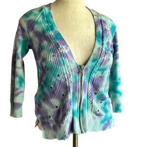 Womens Cardigan Size Small Tie Dye Reworked Hippie Chic Festival Concert Office